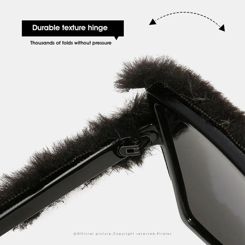 Y2K Oversized Plush Sunglasses Style Soft Fluffy Winter Shades Party Christmas Halloween Cosplay Novelty Glasses for Women