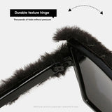 Y2K Oversized Plush Sunglasses Style Soft Fluffy Winter Shades Party Christmas Halloween Cosplay Novelty Glasses for Women