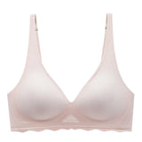 Seamless Women's Bra Small Chest Big Hollow Design Underwear Support Non-removable Semi-fixed Cup One Piece Striped Thin Bra