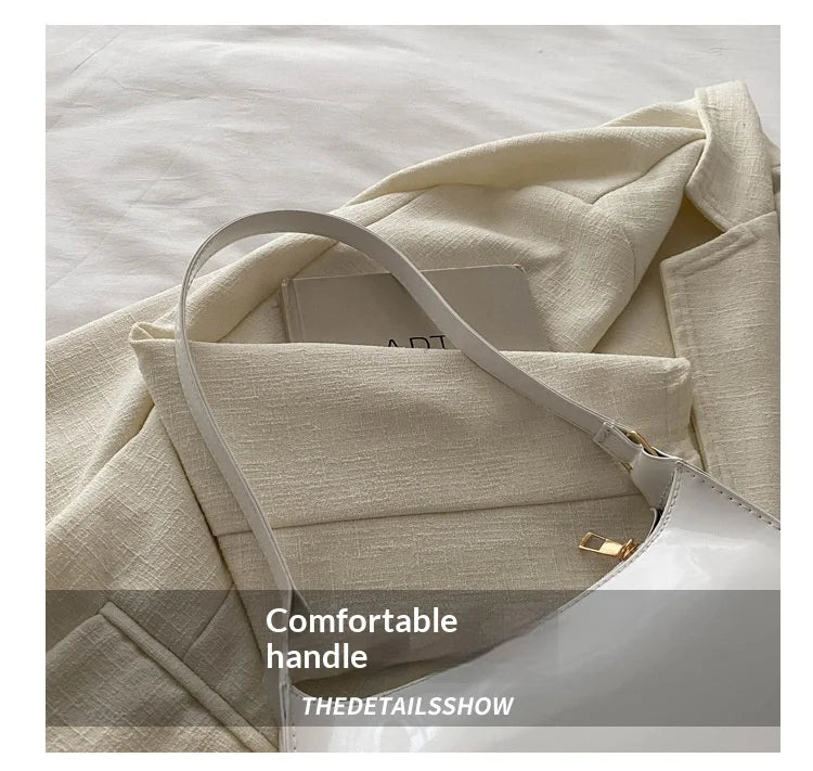 HOMEFISH PU Leather Underarm Bag Solid Color Women Fashion Daily Commuter Shoulder Bag Versatile Mini Handbag for Shopping
