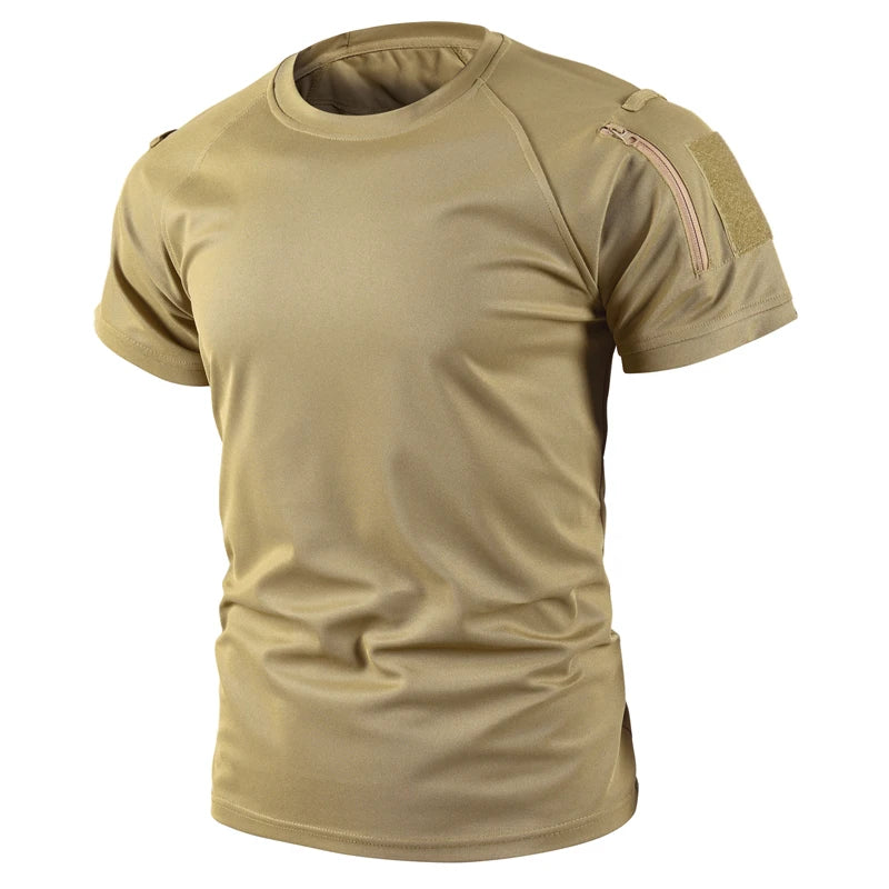 Men Summer Quick Dry Breathable Elastic Military Tactical Shirts Pullerover Hiking Camping Tops Climbing Tees Sports Gym T-shirt