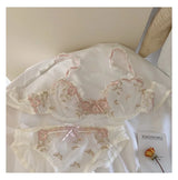 MOYISU New Arrival Luxury Pure Desire Lace Tulle Sexy Panties Lingerie Set Lilacs Embroidery Girl Boobs Big Size Big Boobs Small