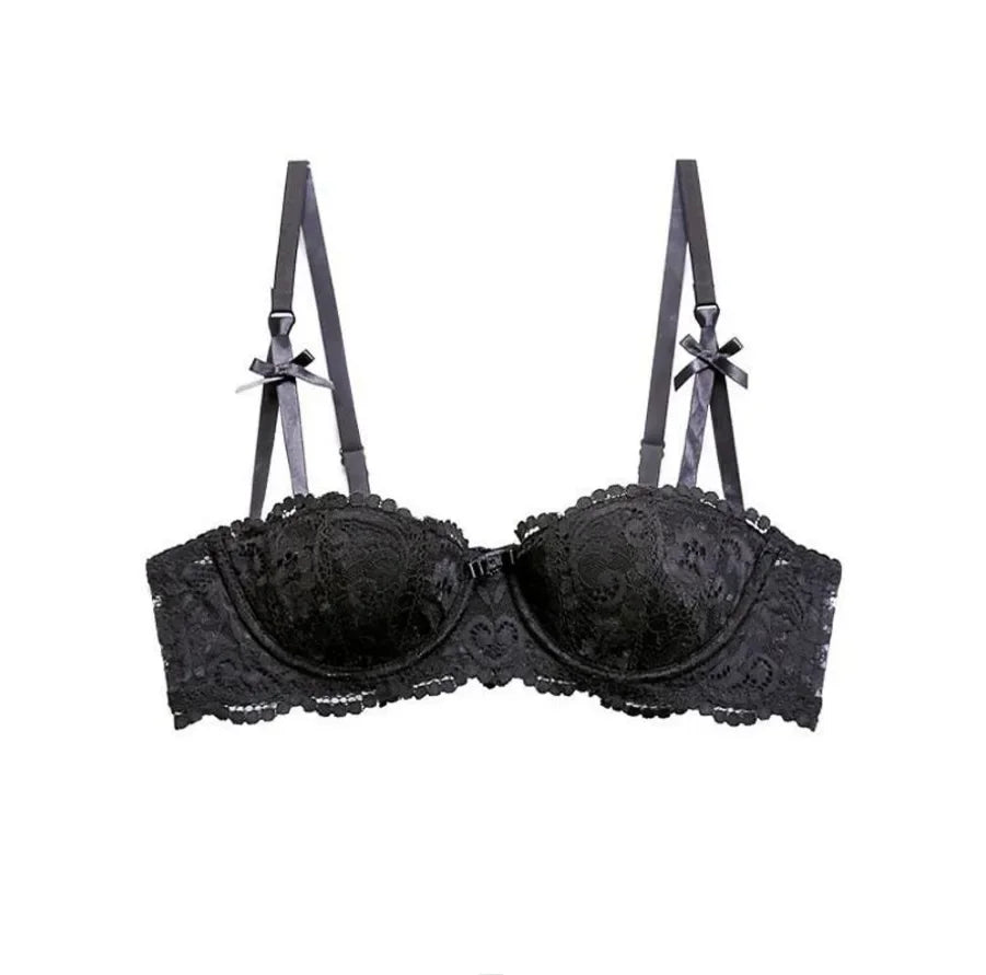 Women Bras Sexy Lace Half Cup Push Up French Style Lingerie Soft Deep V Top Breathable Back Closure Thin Bralette Ropa Mujer