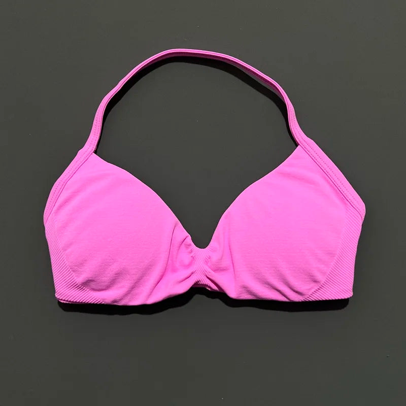 HISTELLO Impact Strappy Bra Women Seamless Gym Underwear High Support Halter Sexy Sports Clothing Push-up Yoga Workout Tank Top