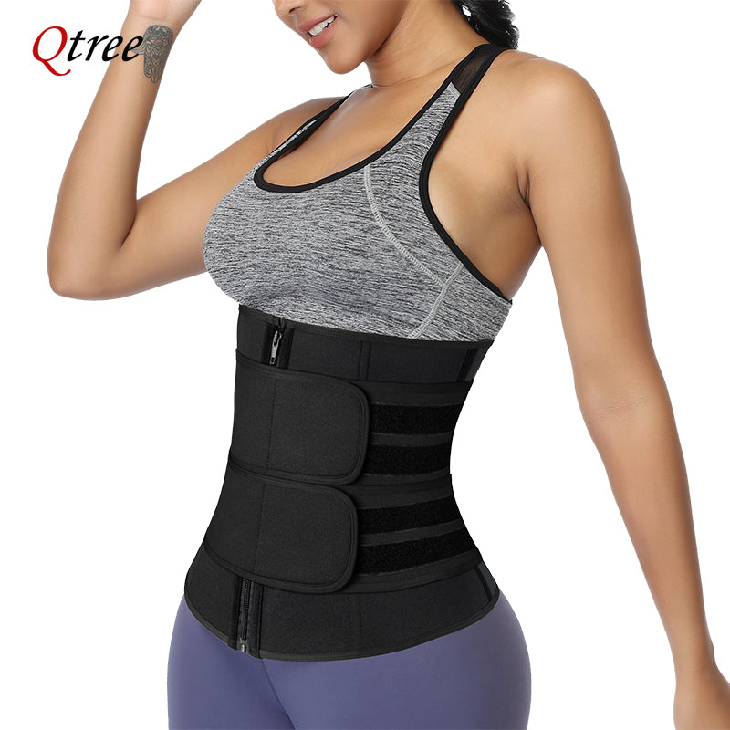 Qtree Waist Trainer Plus Size for Women Sports Girdle Corset Slimming Belly Body Shaper Sweat Trimmer Belt Slimmer Weight Loss