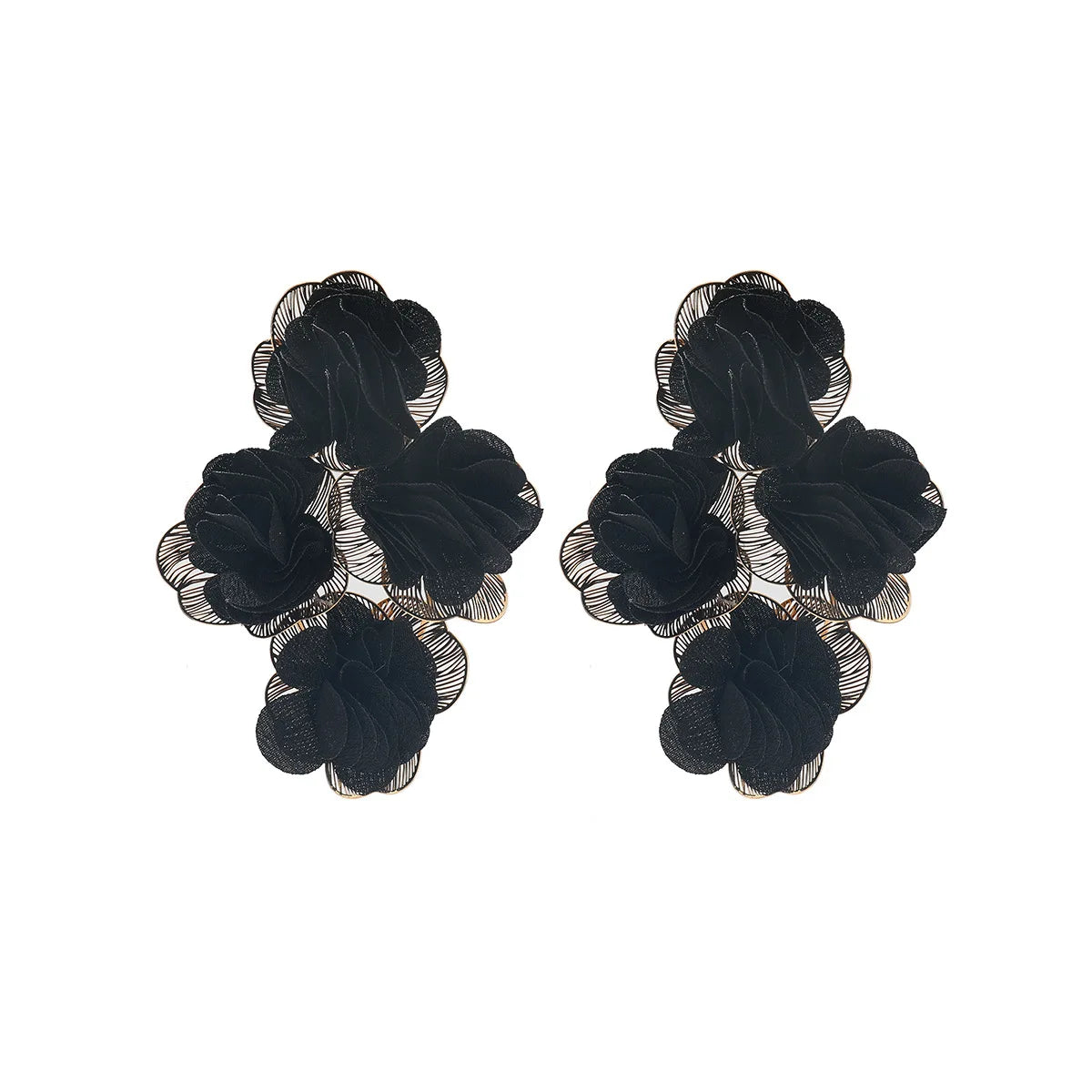 Chiffon flower multi-layer earrings, summer beach vacation style exaggerated earrings design, light luxury, niche