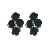 Chiffon flower multi-layer earrings, summer beach vacation style exaggerated earrings design, light luxury, niche