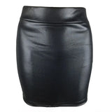 Women's High-Waist Slim Fit Mini Skirt Vintage Bodycon Hip Pencil Skirt Sexy Imitation PU Clubwear Ladies Office Clothing