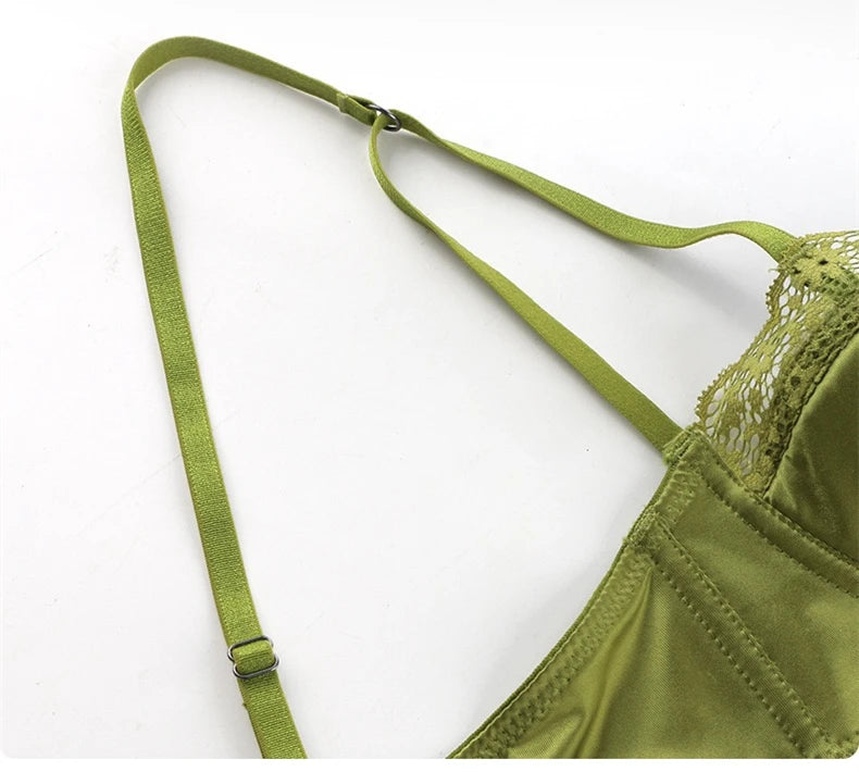 Underwear Thin Section Women's Big Breasts Show Small Gathered Breasts Anti-sagging French Sexy Lace Half Cup Beautiful Back Bra