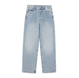 HH 2024 Women's Street Fashion Denim Blue Jeans Distressed Patchwork High Waist Zipper Fly Ripped Retro Long Pants