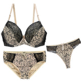 2024 New Sexy Push Up Bra Sets For Women 3 Piece Underwear BCDEF Cup Beige Black Blue Purple Red White Plus Size Lingerie