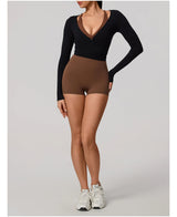 Hearuisavy Summer Women's Yoga Shirt Long Sleeve Sportswear Gym Breathable Quick Dry Sports Top Pilates Dance Ballet Wrap Tops