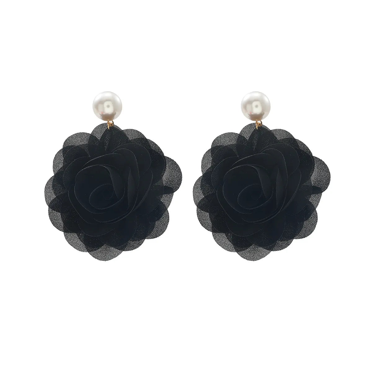 Chiffon flower multi-layer earrings, summer beach vacation style exaggerated earrings design, light luxury, niche