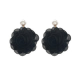 Chiffon flower multi-layer earrings, summer beach vacation style exaggerated earrings design, light luxury, niche