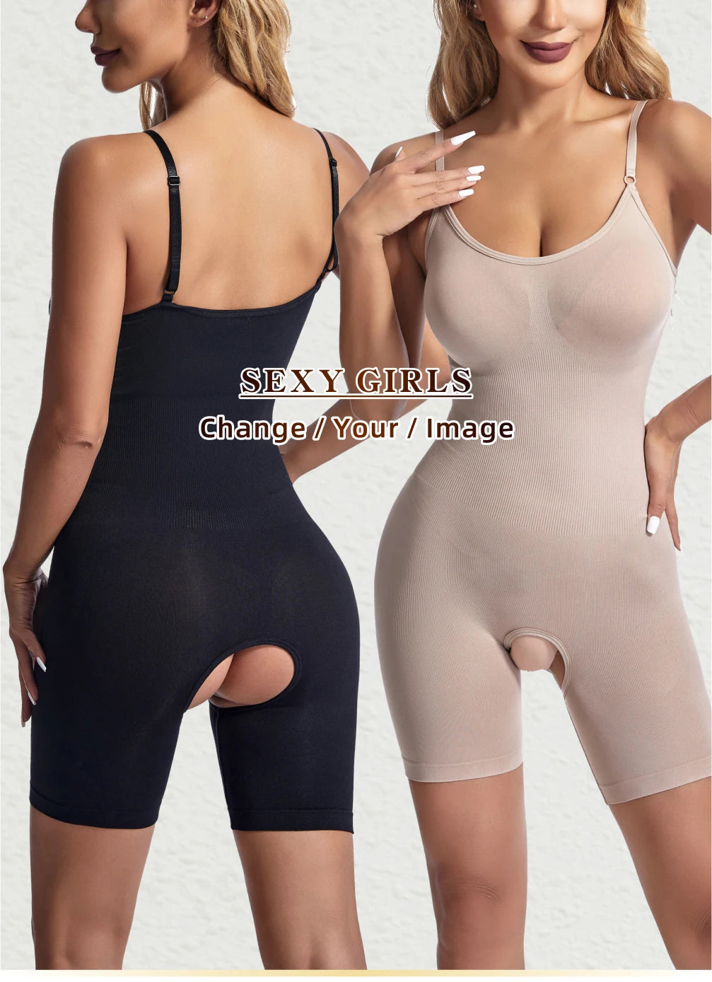 Women Seamless Bodysuit Compression Open Crotch Shapewear Push Up Belly Tightening Corset Slimming Butt Lifter Full Body Shaper