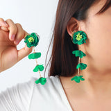 Chiffon flower multi-layer earrings, summer beach vacation style exaggerated earrings design, light luxury, niche
