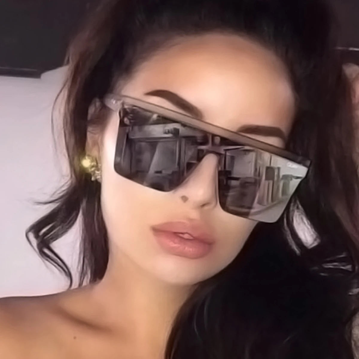 Fashionable Oversized Connected Fashion Glasses Women Unisex Sun Protection Sun Glasses, Outdoor Glasses