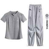 DRUR Summer Hiking Tracksuit Women Breathable Quick Dry Running Set  2 Piece Gym Outfit Slim Fit Sports Top Cargo Pants Suit New