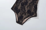 Sexy See Through Lace With Lining Backless Spaghetti Strap Bodysuit Woman Sling Tight Short Jumpsuit Slim Fit Rompers Playsuits