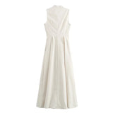 MUJER Zipper Long Dress Woman Pleated Sleeveless Bodycon Dress Summer Elegant Party Dresses For Women 2025 New Midi Dresses