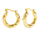 Luxury Shiny Zircon Hoop Earrings for Women Trendy Golden Stainless Steel Wed Ear Geometric Circle Earring Jewelry Pendientes