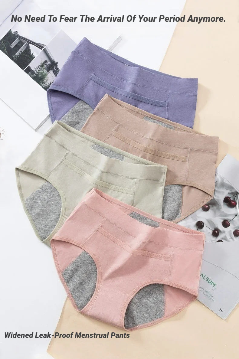 4Pcs Women'S Menstrual Panties High Waist Cotton Briefs Lingerie Physiological Pants Leak Proof Underwear Ladies Period Panty