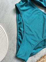 3 Colors Sexy Metal Rings Cut Out Women Swimwear One Piece Swimsuit Female Bandeau High Leg Cut Bather Bathing Suit Swim B022D