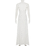 Tossy Lace V-Neck Patchwork Maxi Dress Women Backless High Waist Slim Spaghetti Contrast Party Dress Female Spring Long Dress