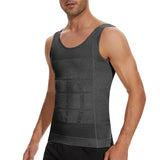 Men Slimming Body Shaper Abdomen Reducer Underwear Tank Top Sleevelss Wide Strap Shapewear Fitness Posture Correct Belly Abdominal Fat Reducer Vest Breathable Soft Waist Trainer S-3XL