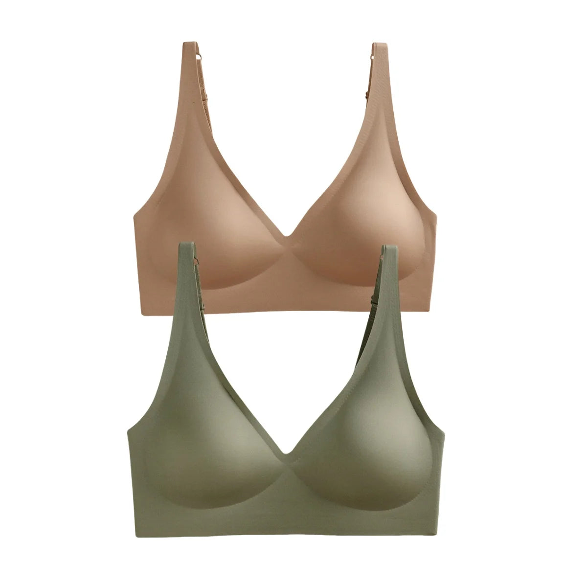 2Pcs/Set Seamless Bras For Women Wireless Underwear Push Up Bralette Soft Padded Deep V Sexy Lingerie Sleepwear Intimates S-3XL