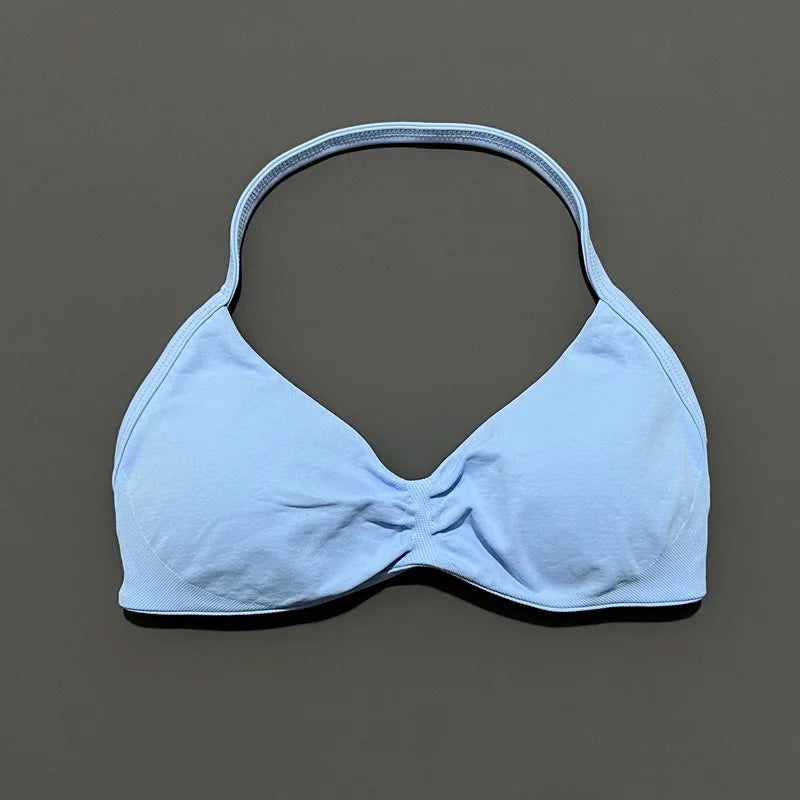 HISTELLO Impact Strappy Bra Women Seamless Gym Underwear High Support Halter Sexy Sports Clothing Push-up Yoga Workout Tank Top