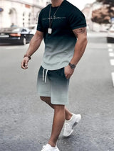 2024 New Summer Street Men's Suit Sportswear Men's Oversized Clothing 3D Print T-Shirt Shorts Men's Simple Clothing Fashion Suit