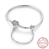 Bracelet Original 925 Sterling Silver Charm Bracelet 17-20CM Love Heart Pave Zirconia Bracelet for Women DIY Charm Jewelry Gifts