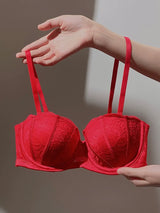 Lace Bra Set Women Floral  with Lace Bra Panty Lingerie Set Push up Fashion Sexy Gather Black Underwear