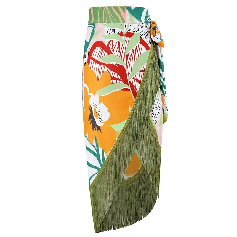 2026 New Sexy Print Retro Swimwear Beach Dress Cover Up Long Skirts Skirt Party Outfits Swimsuit Beachwear