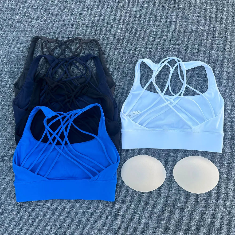 New Fitness Sports Bra for Women Push Up Cross Back Shockproof Running Gym Training Workout Yoga Underwear Crop Tops