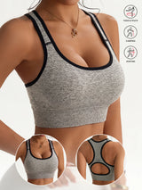Women's Seamless Sports Bra Set, 3 Colors Racerback Workout Yoga Top with Back Cutout, Breathable Gym Fitness Crop Top