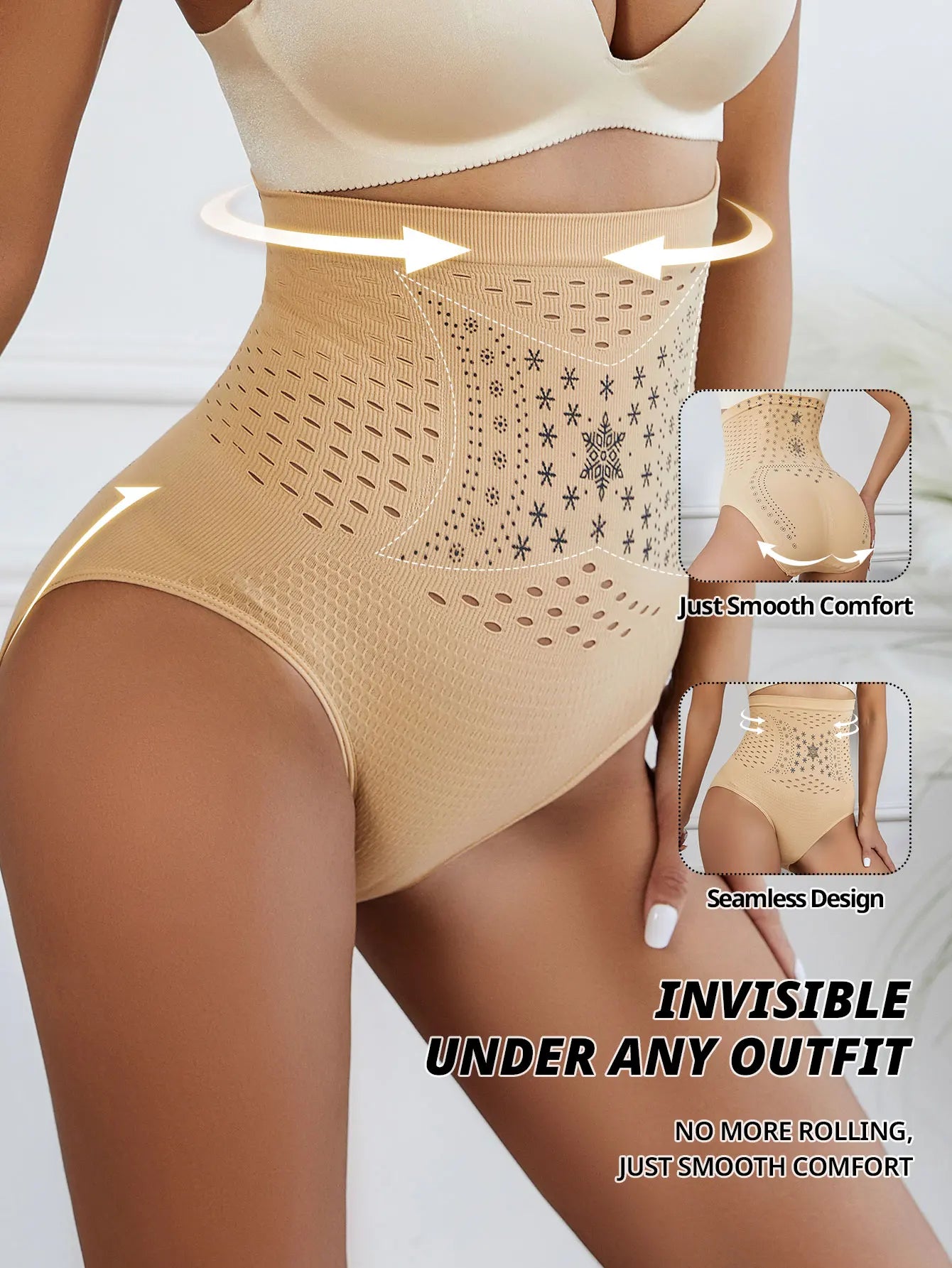 Seamless Restoration Shaper Brief Women Tummy Control Shapewear Hollow Out Fat Burning Slimming High Waist Underwear Panties