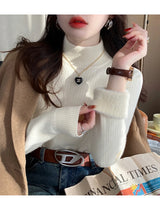 Women's Turtleneck Sweater Winter 2026 Retro with Velvet Lining Thickened Inner Wear Thermal Knitting Bottoming Shirt Pullovers