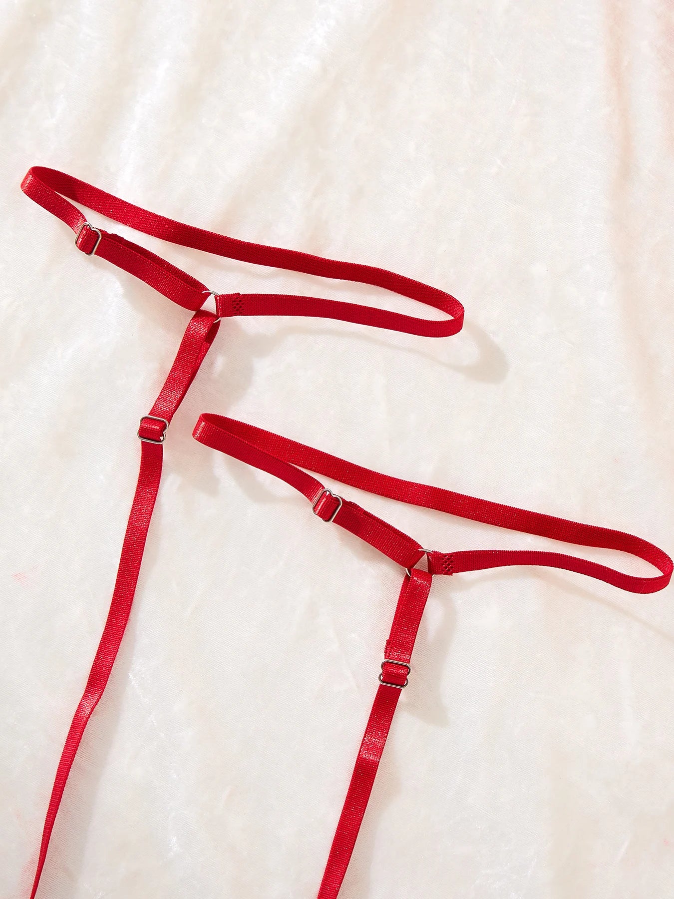 Sexy Bra And Garter Belt Lingerie Hot Red Babydoll Dress Erotic Women Exquisite 3-Piece Sets Thong Nightgown Set With Leg Rings