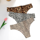 WarmSteps 3Pcs/Set Sexy Leopard Thongs Women's Panties Thongs 2024 New Female Underwear Seamless Printed Panties Ice Silk Briefs