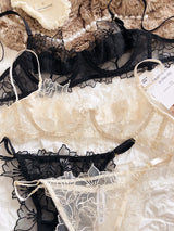 French Underwear Set Sexy Lace Flowers Embroidery Bra Set Women Intimates Summer Ultra Thin Breathable Bralette Lingerie Panties