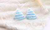 2PCS Women Bra Panties Set Sexy Lingeries Cotton Seamless Kawaii Bikini Lace-up Strap Blue White Striped Suit Female Underwear