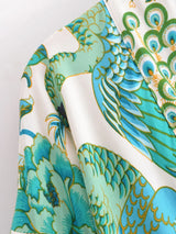 Boho Queens Peacock Short Robe Kimono Swimsuits Women Fashion Floral Batwing Sleeves Rayon Bohemian Bikini Cover Ups Beachwear