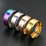 8MM Classic Stainless Steel Ring For Men Women 7 Color Double Inclined Plane Matte Wedding Band Couples Rings Fashion Jewelry