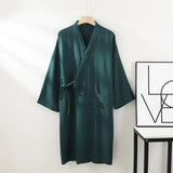 Kimono Robes for Men's and Women's Sleepwear Cotton Yarn Bathrobe Tied Cardigan Thin Home Clothes Couple's Robes