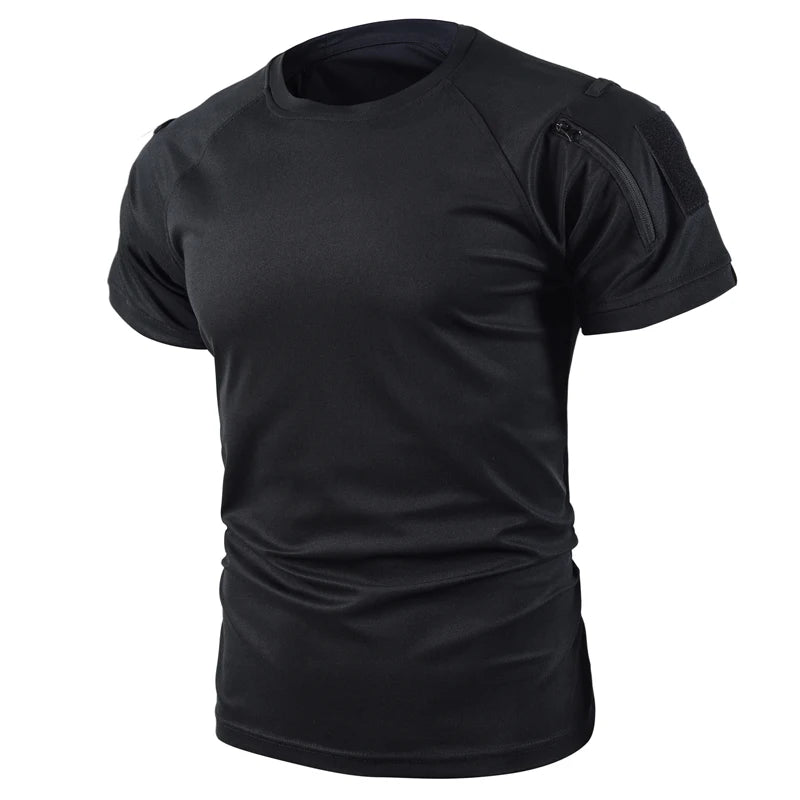Men Summer Quick Dry Breathable Elastic Military Tactical Shirts Pullerover Hiking Camping Tops Climbing Tees Sports Gym T-shirt