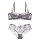 MOYISU French Romantic Lace Comfortable Breathable セクシー Tushy Slim Bra Collection Pure Desire Girls Push Beautiful Underwear SET