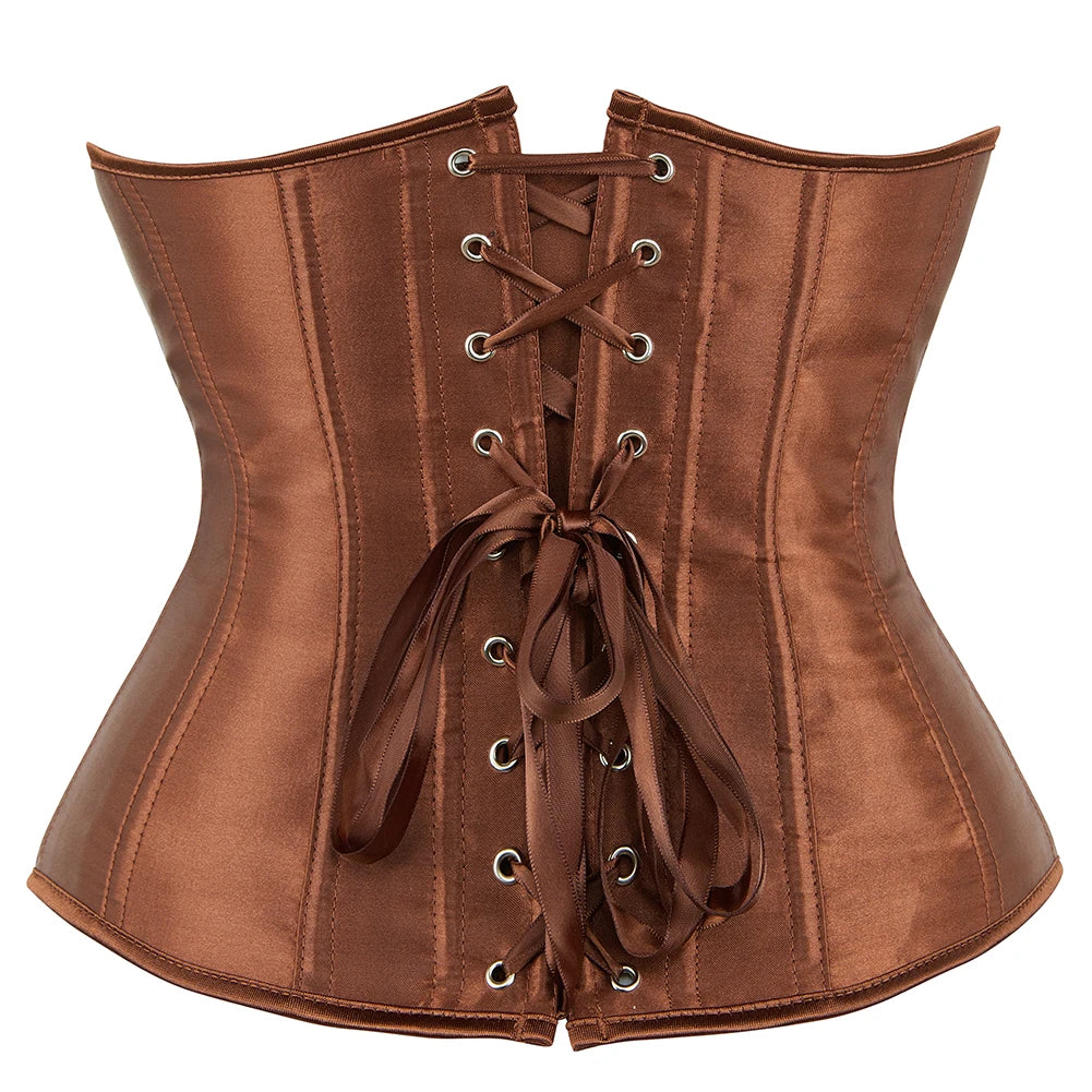 Underbust Corset Waist Slimming Corset Bustiers Body Shaper for Women Steampunk Lace-up Corset Belt Waist Trainer