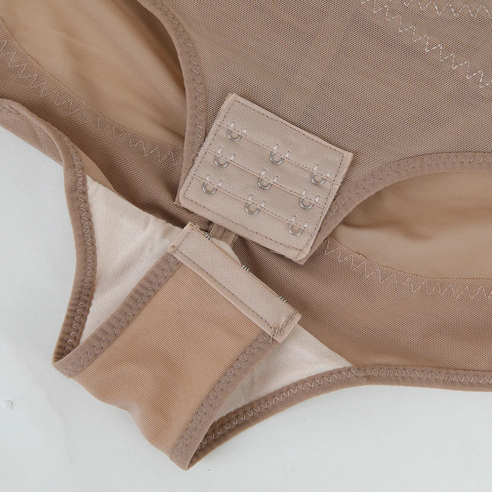 Women Cross Tummy Control Shapewear Sexy Mesh Slimming Waist Briefs Bodysuit Thin Breast Cup Body Shaper Butt Lifter Smooth Body